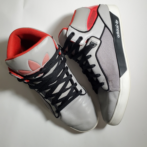 Adidas Grey / Red / Black / White Mid Shoes - Picture 3 of 8